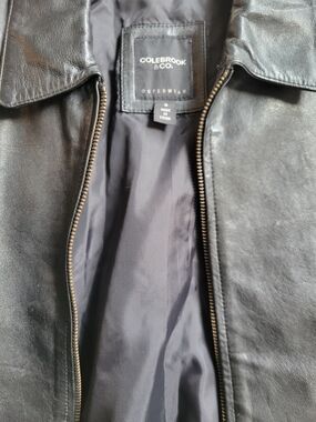 Women’s Black Leather Zip Jacket